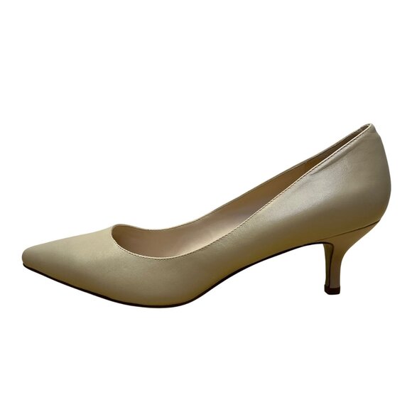 Nine West Women’s Beige Leather Pointed Toe Nydia Kitten Heel Pumps Size 10M - Picture 4 of 9